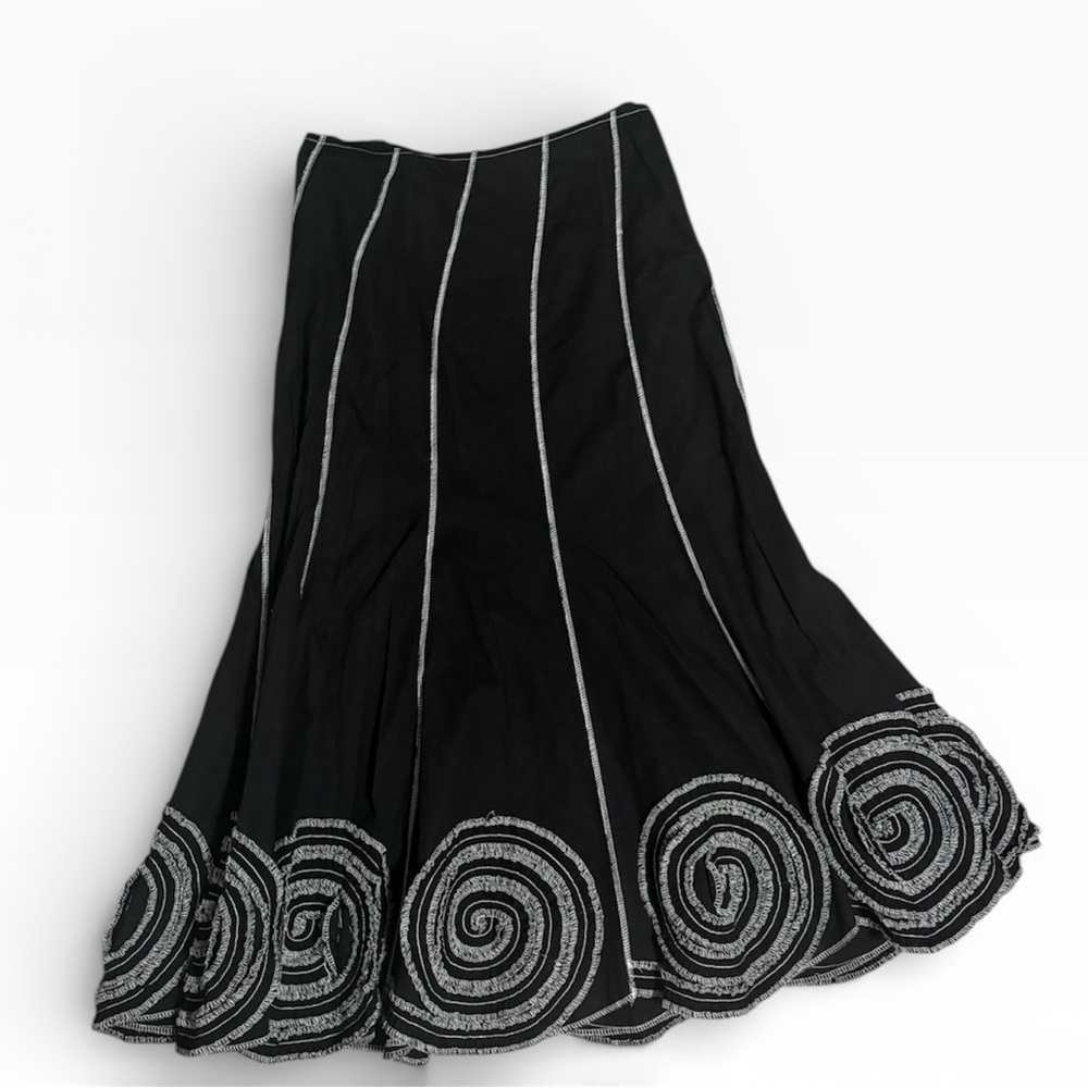 Y2K 90s Cotton Spiral Black White Maxi Skirt A-Line